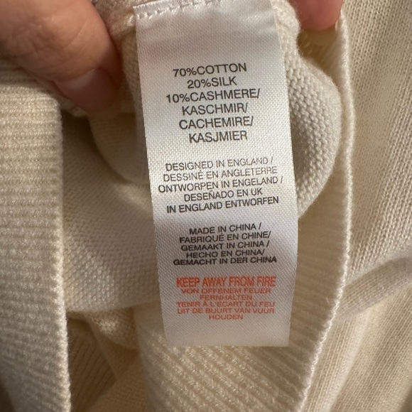 Crush Pull Over Hoodie Sweatshirt in Cream - Women’s Cotton Silk Cashmere Blend - Picture 8 of 9